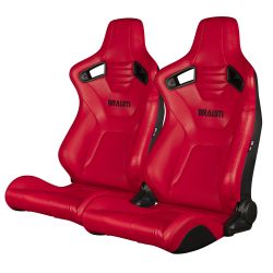 Braum Elite-X Series Red Leatherette with Black Stitching Sport Seats: Pair